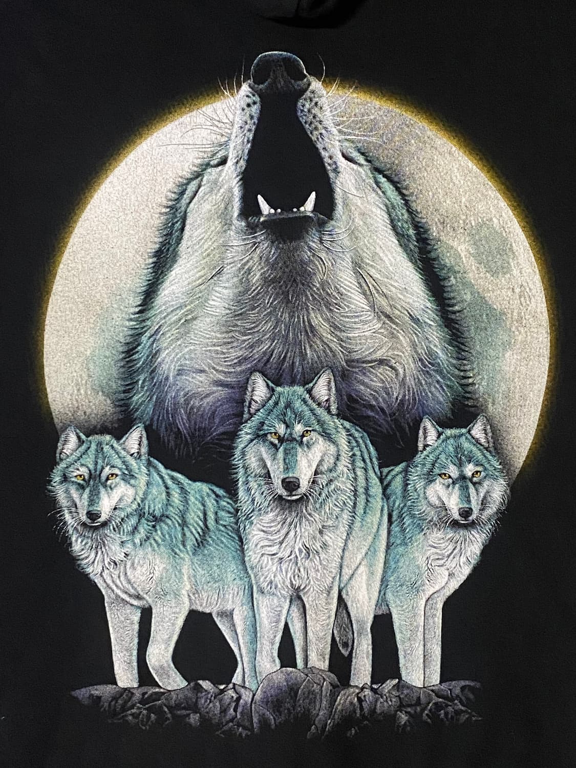 Rock Eagle 블랙 늑대 프린팅 후드 집업 M 상품이미지8