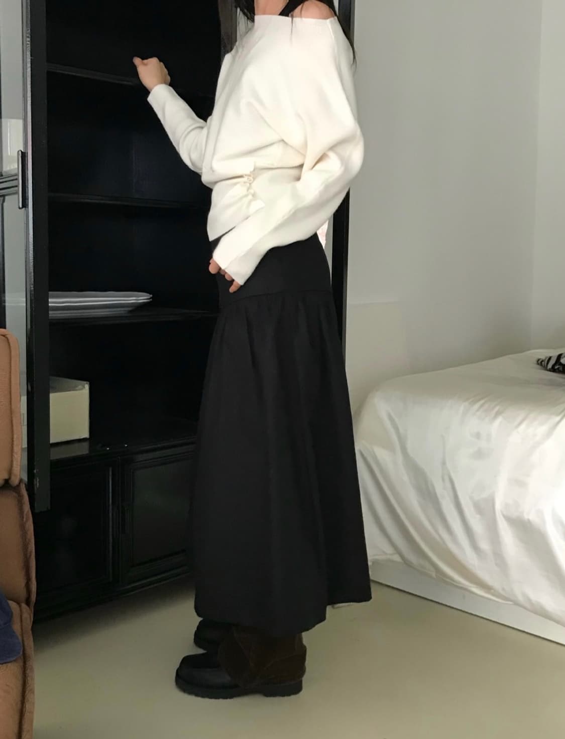 오브나인_flare shirring long skirt_M [새상품] 상품이미지9