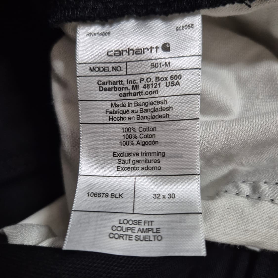 칼하트 B01 더블니 블랙 상품이미지5