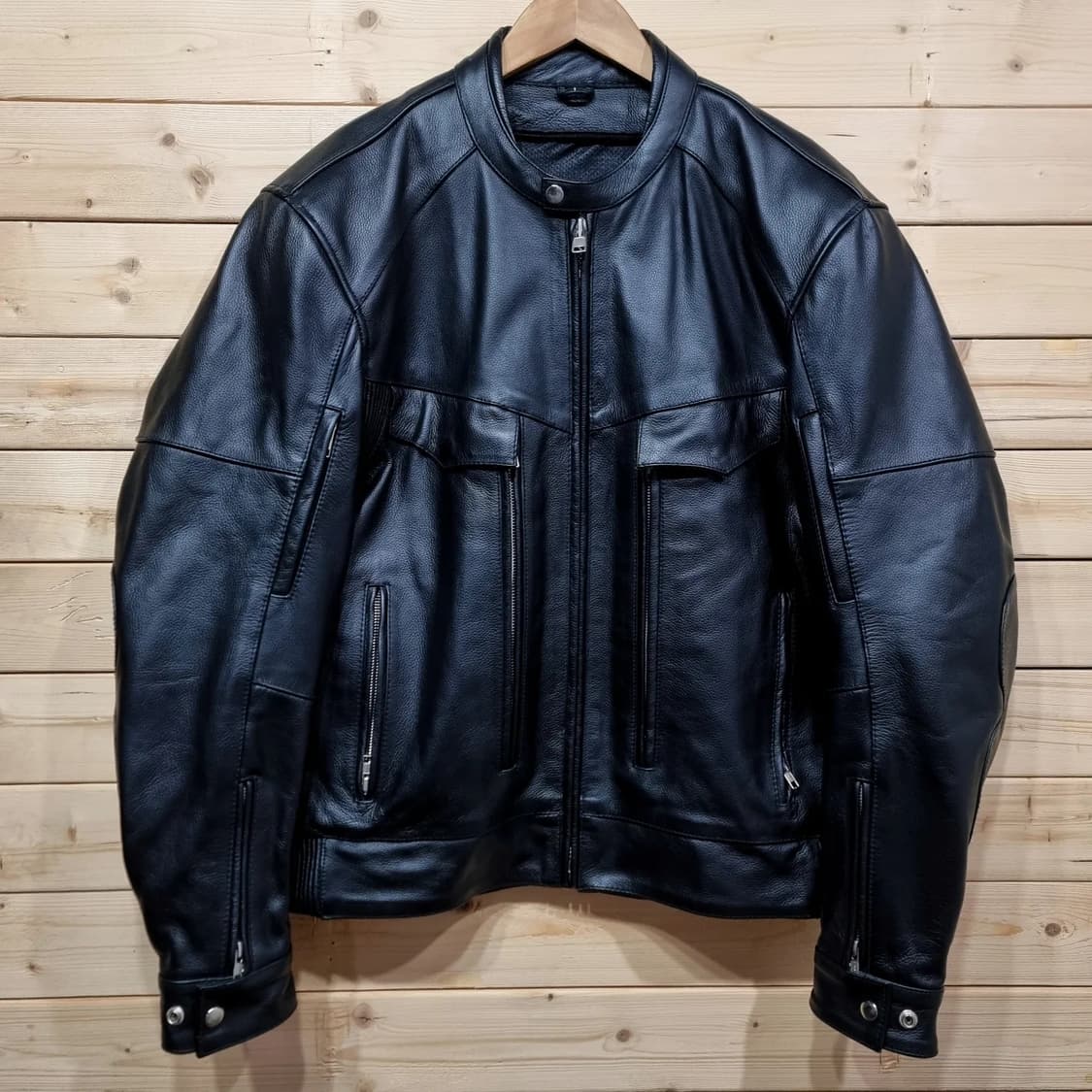 [L] 팔꿈치, 어깨보호 유틸리티 레더 바이커 자켓 상품이미지2