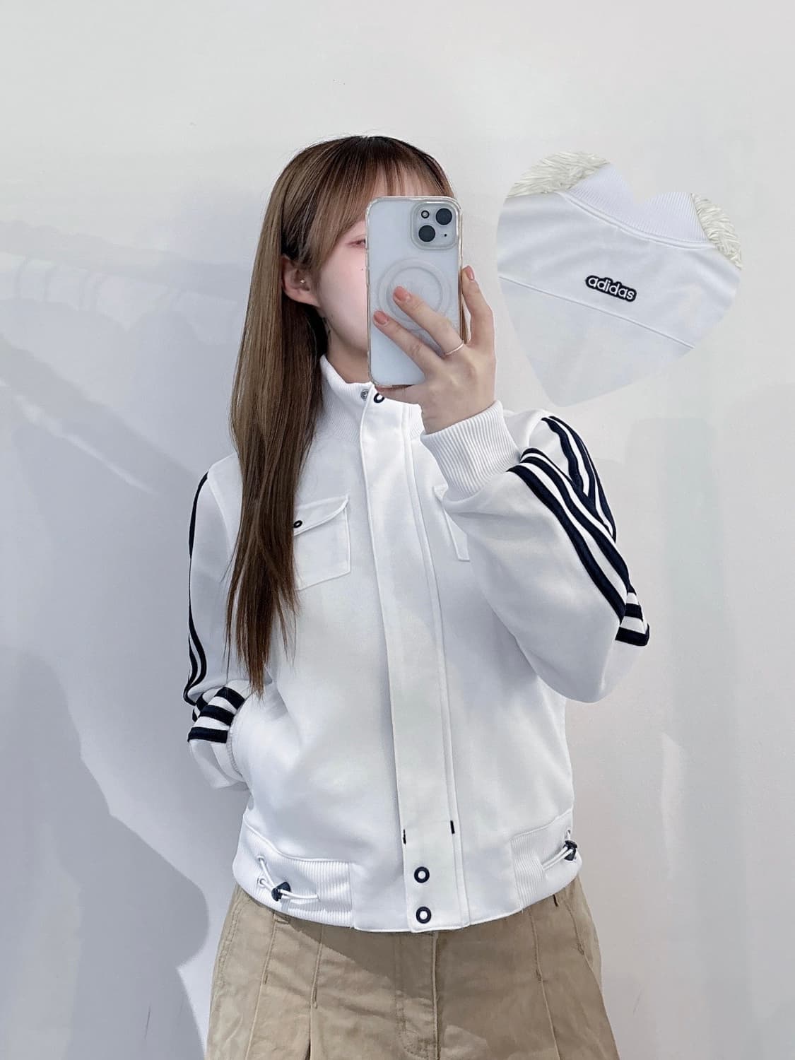아디다스 화이트 삼선 트랙 집업 상품이미지1