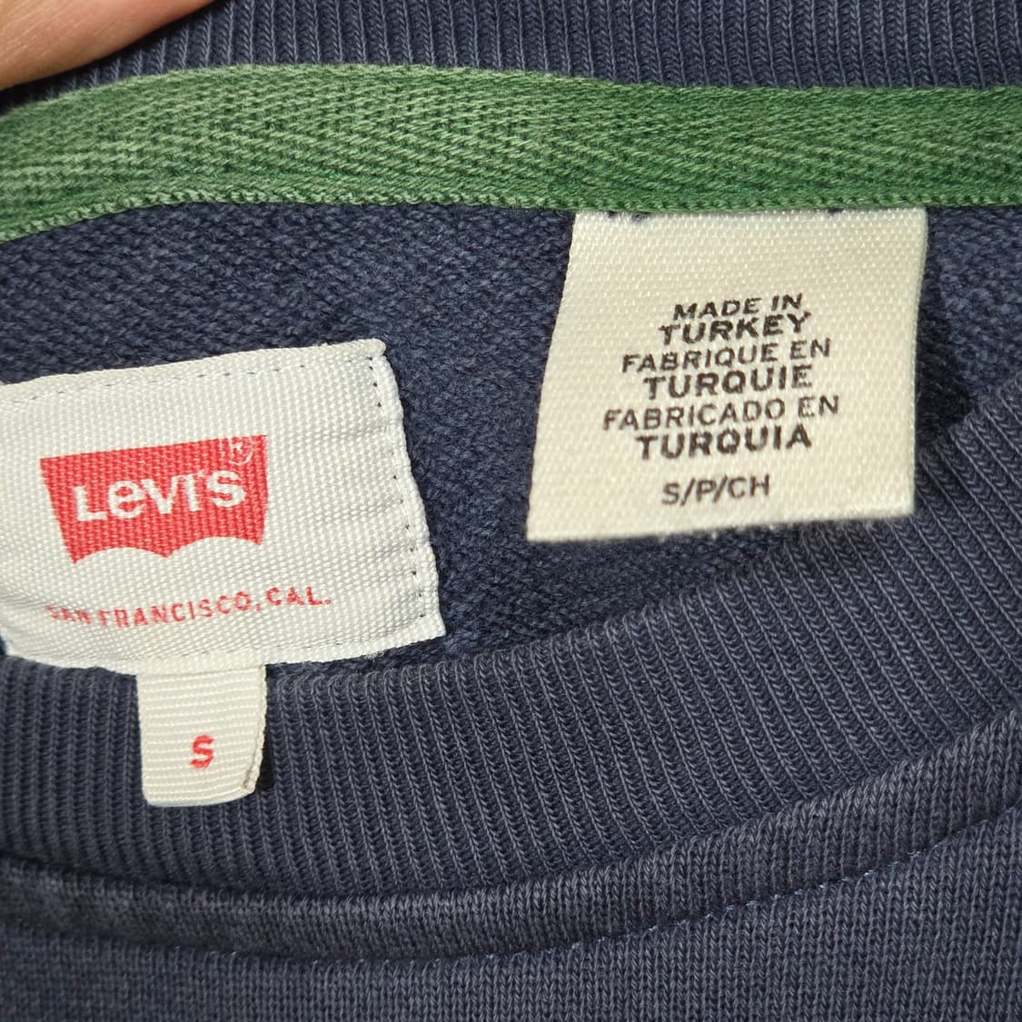 리바이스 네이비 그린 배색 빅로고 맨투맨 상품이미지7