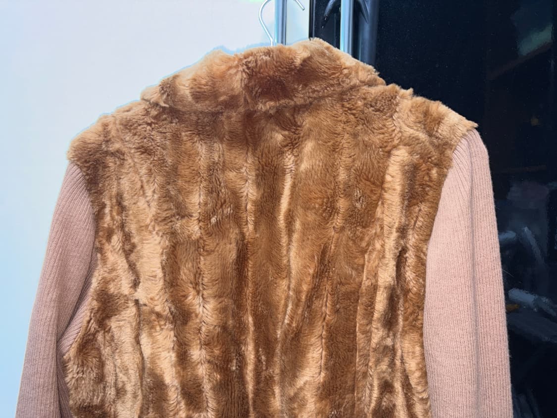 빈티지 니트 퍼 싱글 자켓 여성 S 상품이미지4