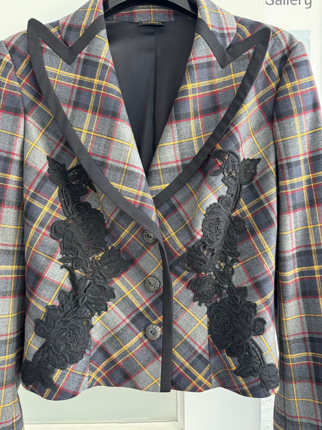 [LA PERLA] 라펠라 체크 패턴 레이스 자켓 38 상품이미지2