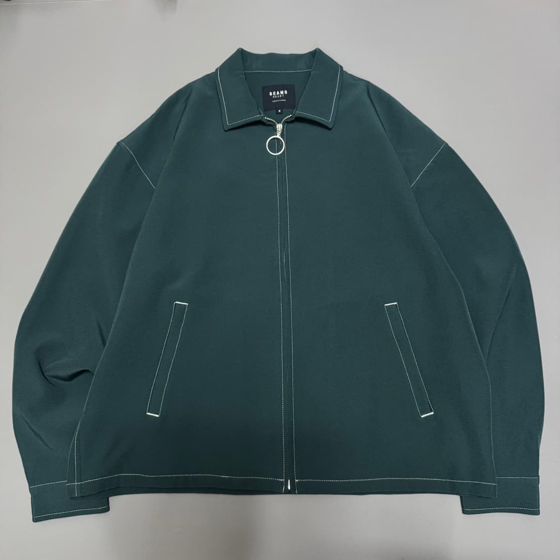 빔즈(BEAMS HEART) 다크 포레스트그린 스티치 집업 자켓 상품이미지5