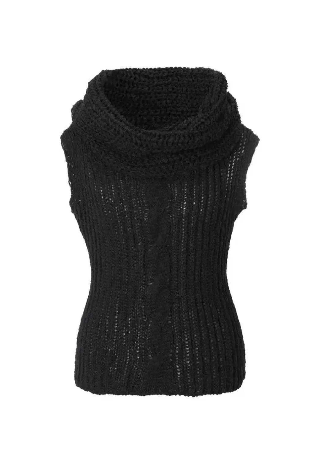 (새제품) 쓰리타임즈 케이블 니트 터틀넥 블랙 상품이미지1