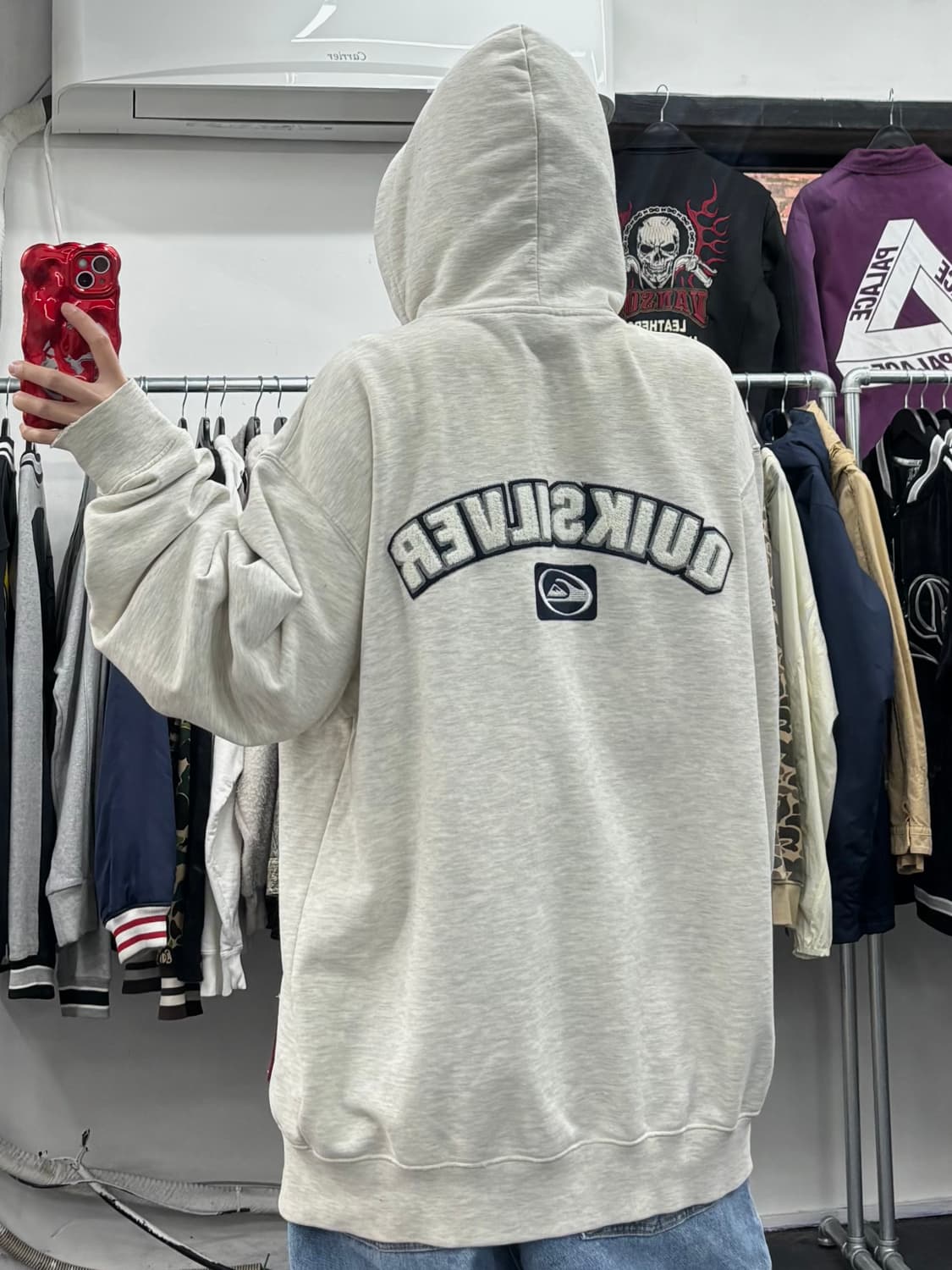 퀵실버 플리스 로고 후드집업 상품이미지1