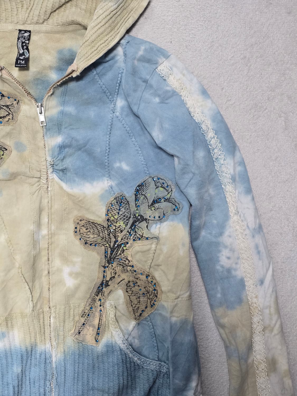 PM USA 빈티지 프린팅 플라워 패치 후드집업  상품이미지4