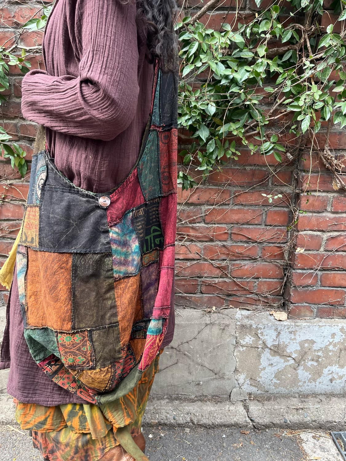 히피 그런지 패치워크 크로스백 상품이미지3