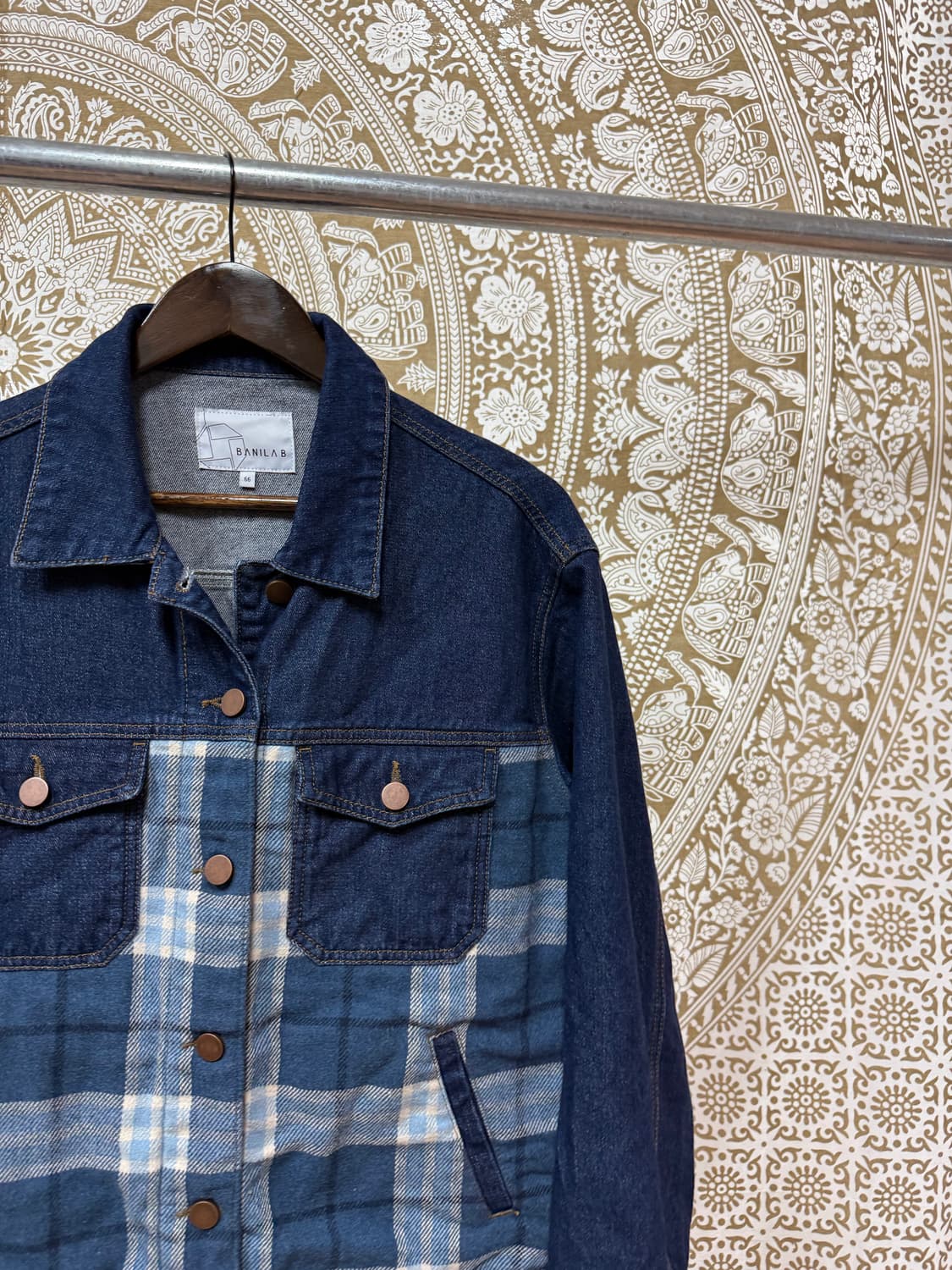 여성 빈티지 투포켓 체크 데님 트러커 청자켓  상품이미지3