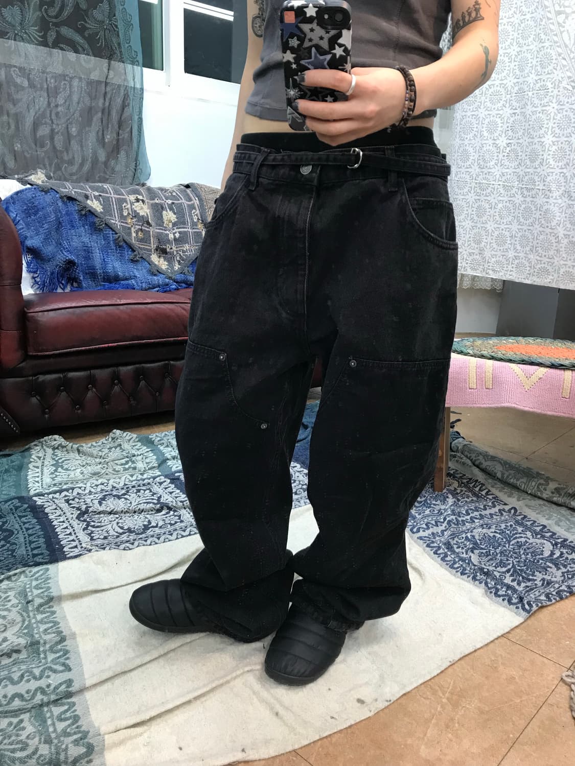 자라 스트릿 퍼티그 흑청 데님팬츠  상품이미지1