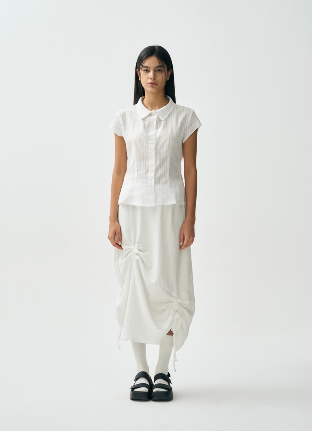 Gauze Stopper Skirt White 상품이미지1