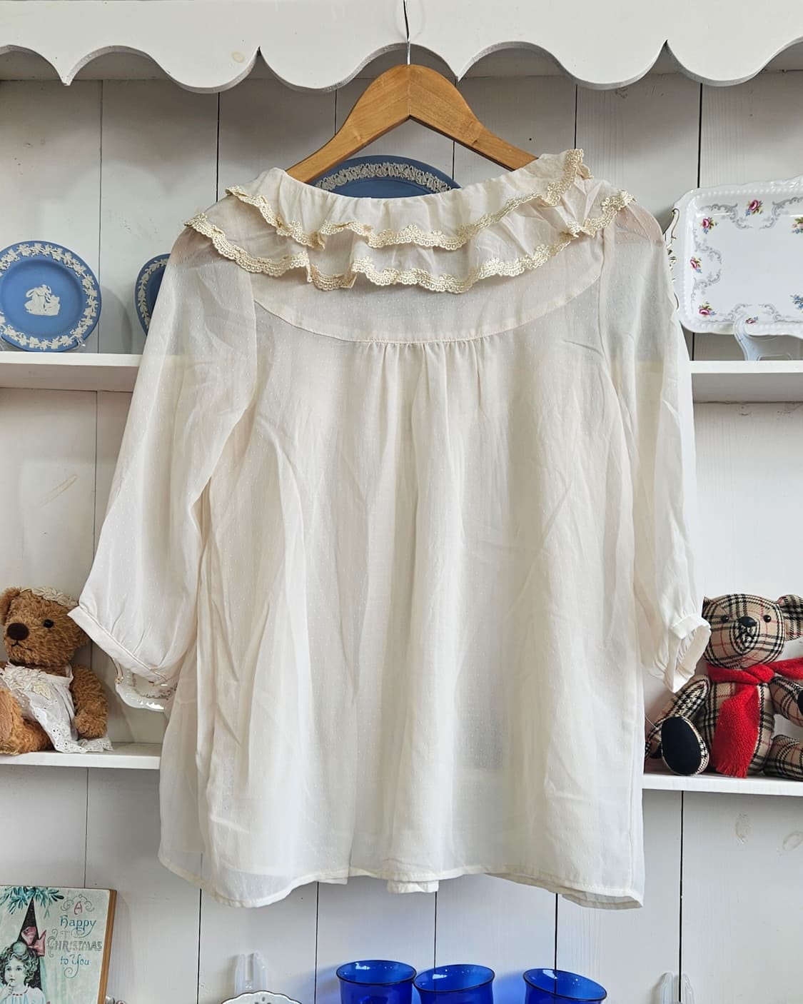 엑시즈팜(Axes Femme) 프릴 플리츠 쉬폰 블라우스 상품이미지6