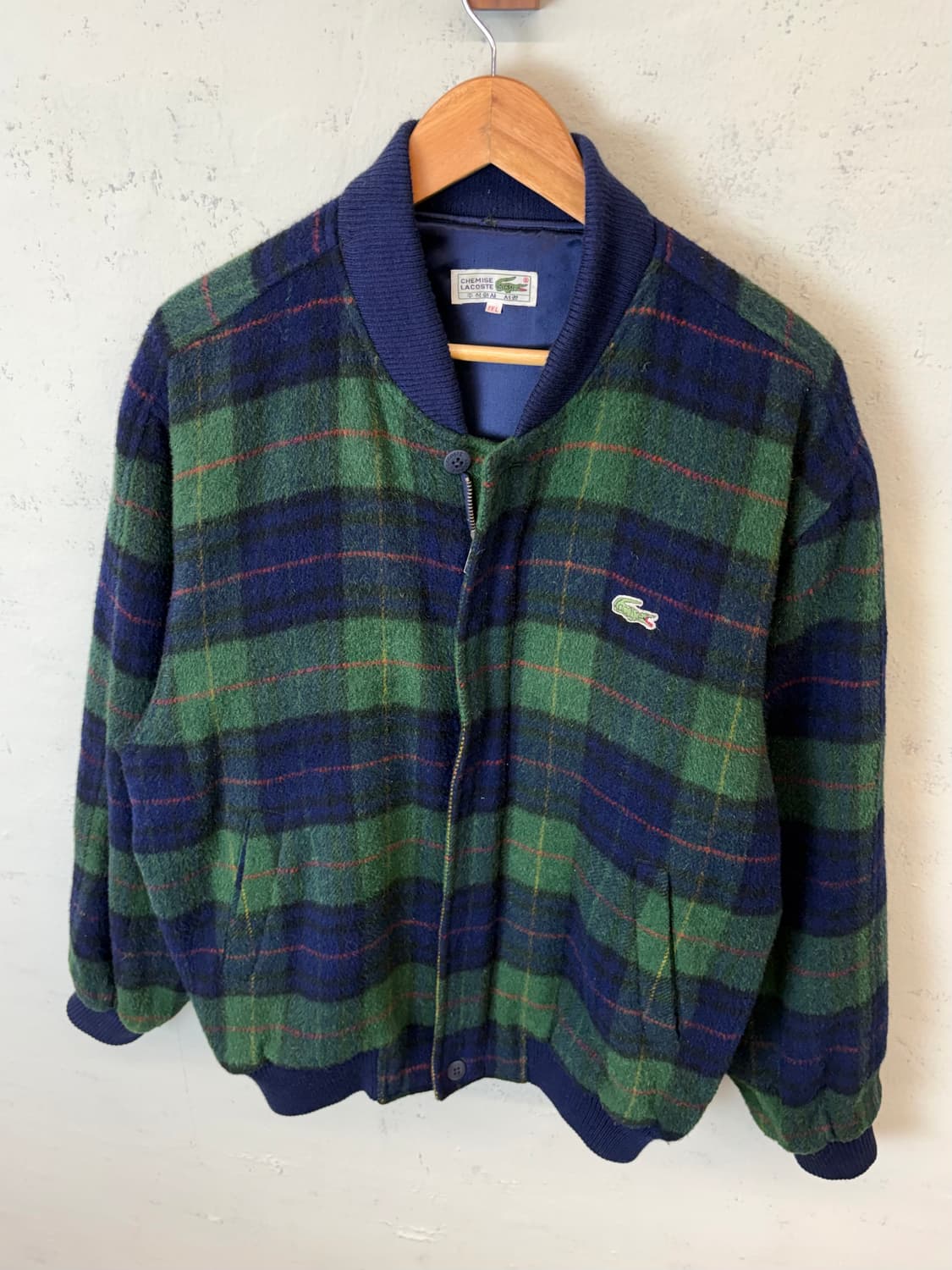 라코스테 90s 빈티지 체크 울 블루종 자켓 상품이미지4