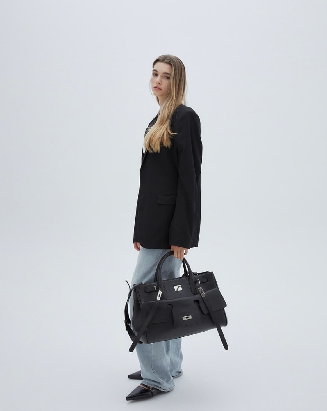 NEARONE 니어로네 ARTE L 소가죽백 블랙 상품이미지3