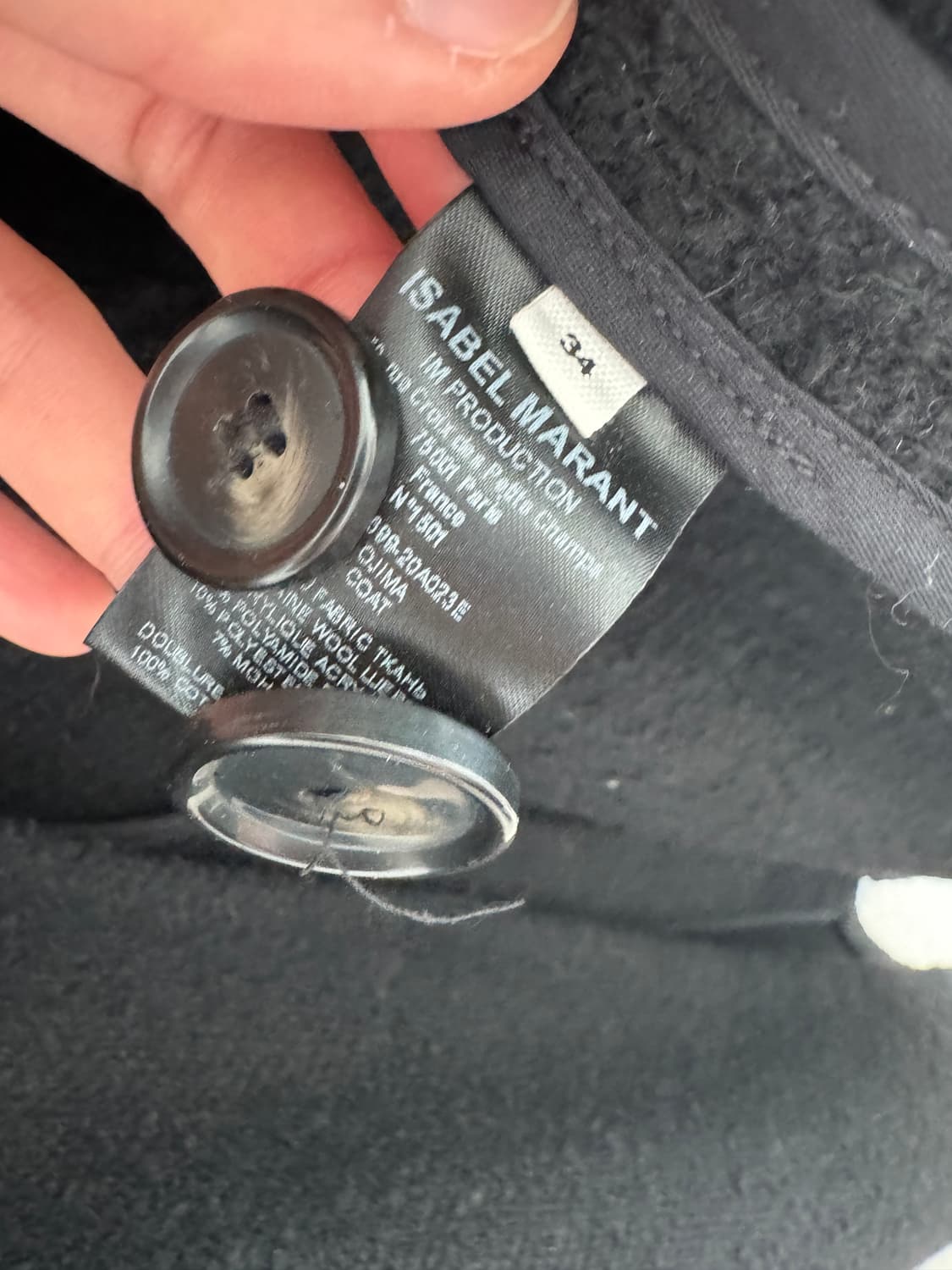 이자벨마랑 Ojima 코트 블랙 (부클 원단) 오버핏 XS 상품이미지5