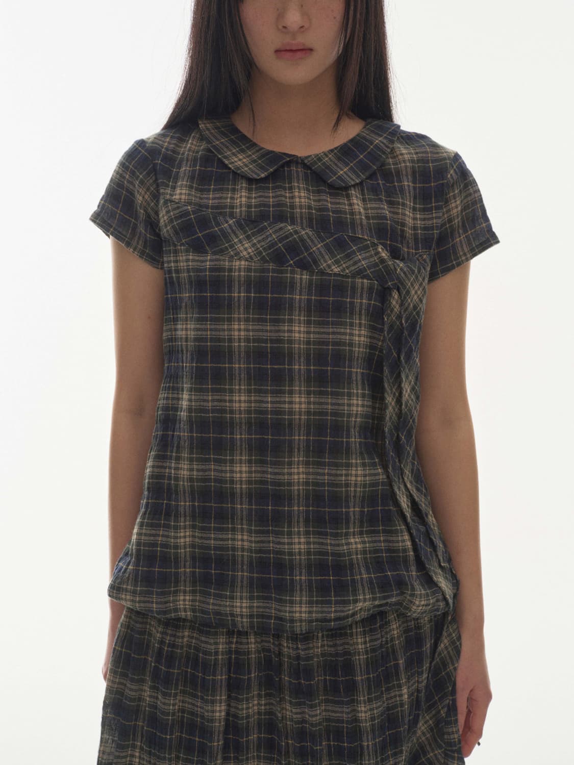 코이세이오 보우 블라우스 체크 상품이미지3