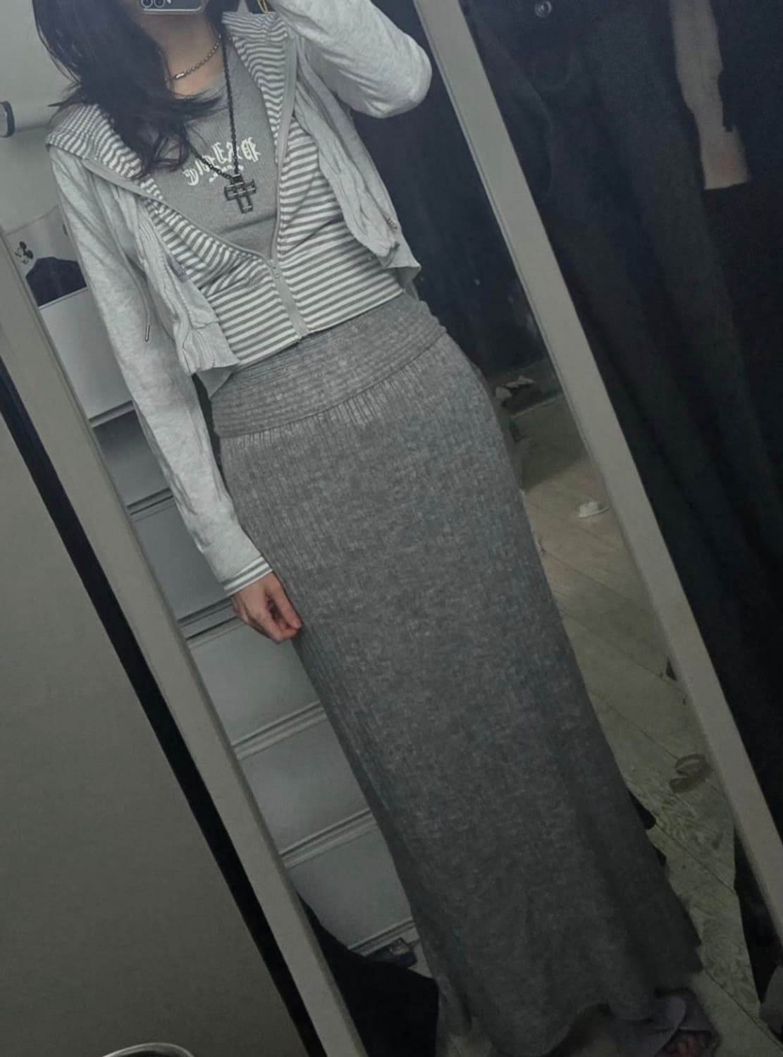 그레이 데일리펑크 와투케 선가든 상의셋 스트라이프후드집업 상품이미지3