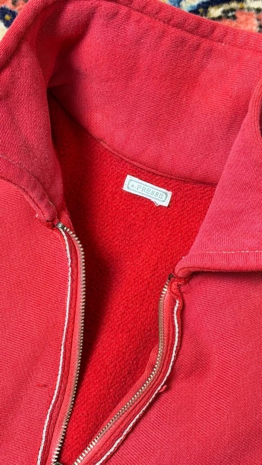 2) 아프레쎄 a.presse 23ss 빈티지 하프 집업 스웻 레드 상품이미지1