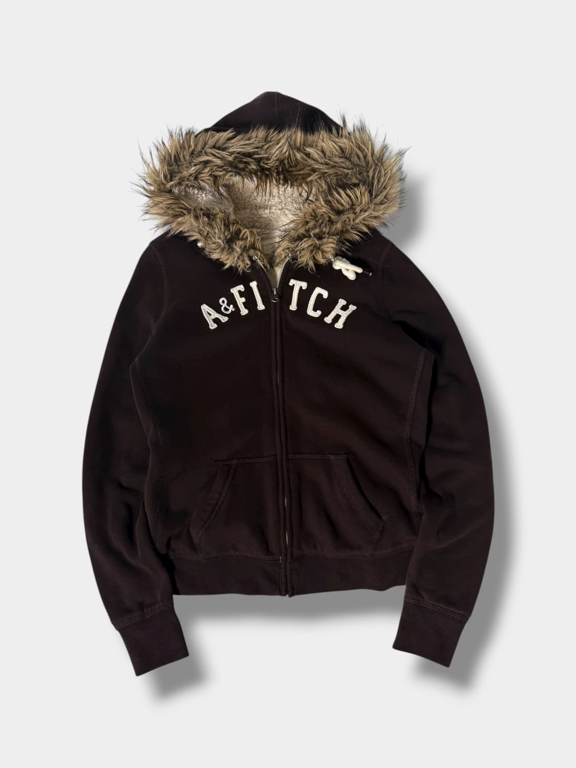 아베크롬비 00‘s 딥브라운 울프죠 해비 스웻 후드집업 상품이미지1