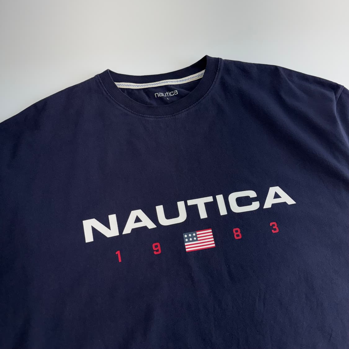 Nautica 노티카 스펠아웃로고 네이비 반팔 상품이미지4