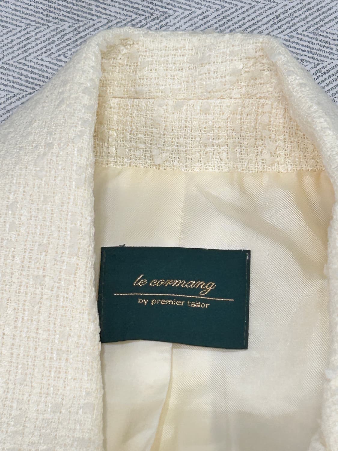르꼬르망 아이보리 트위드 더블 버튼 자켓 코트 F 상품이미지7