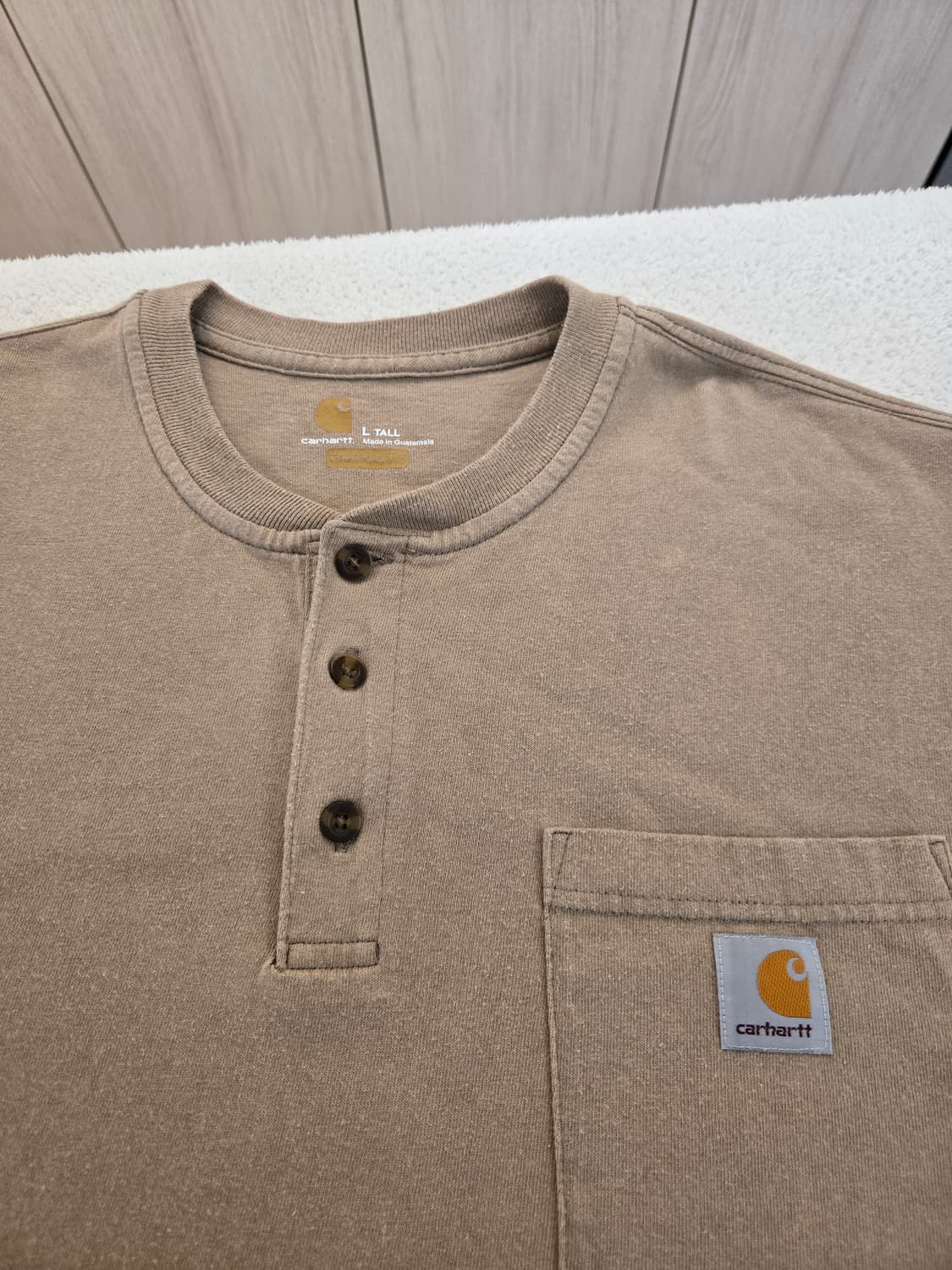 맛있게 익은 칼하트 반팔 헨리넥 티셔츠 베이지 L 상품이미지5