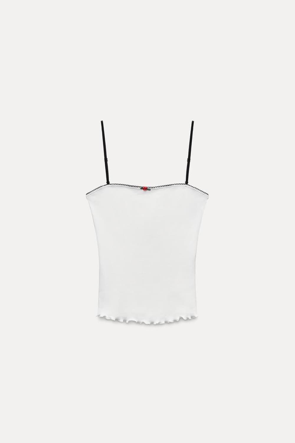 ZARA 자라 플라워 리브드 탱크 탑, 자라 레이스 나시 상품이미지8