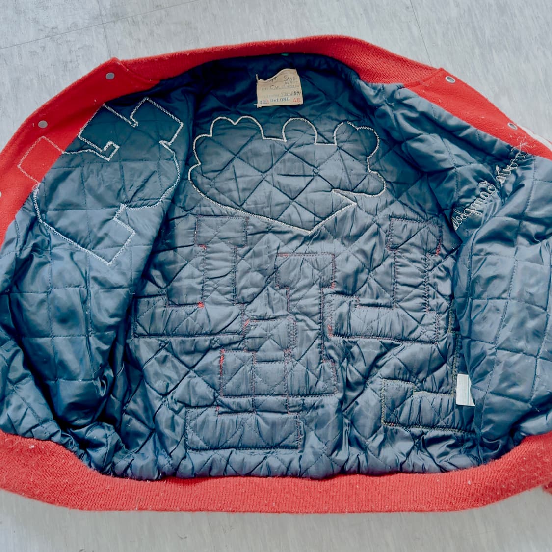 80's OG DeLong 바시티 자켓 스타디움 레더 자켓 XL 상품이미지9