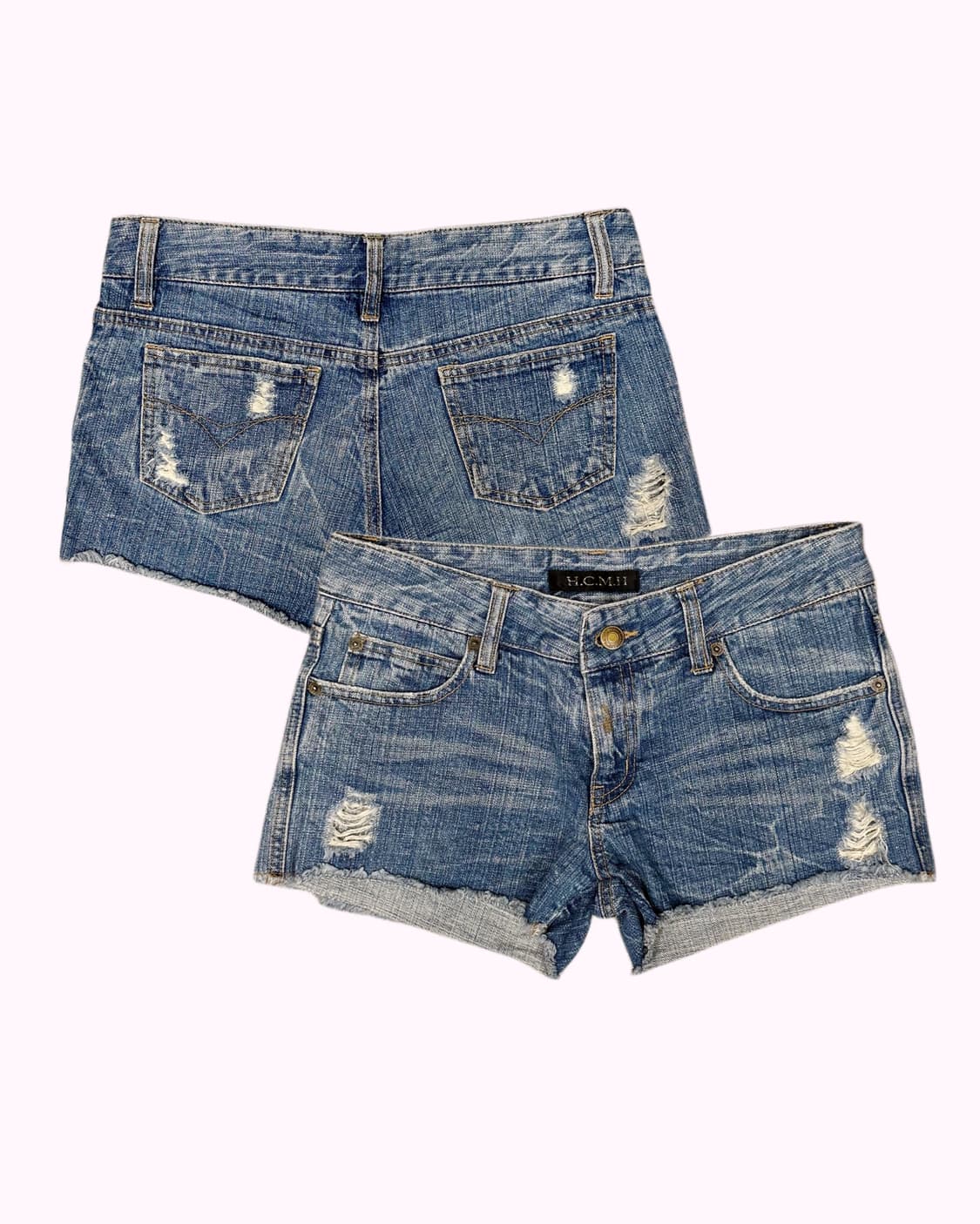 vintage washing damage denim shorts 상품이미지1