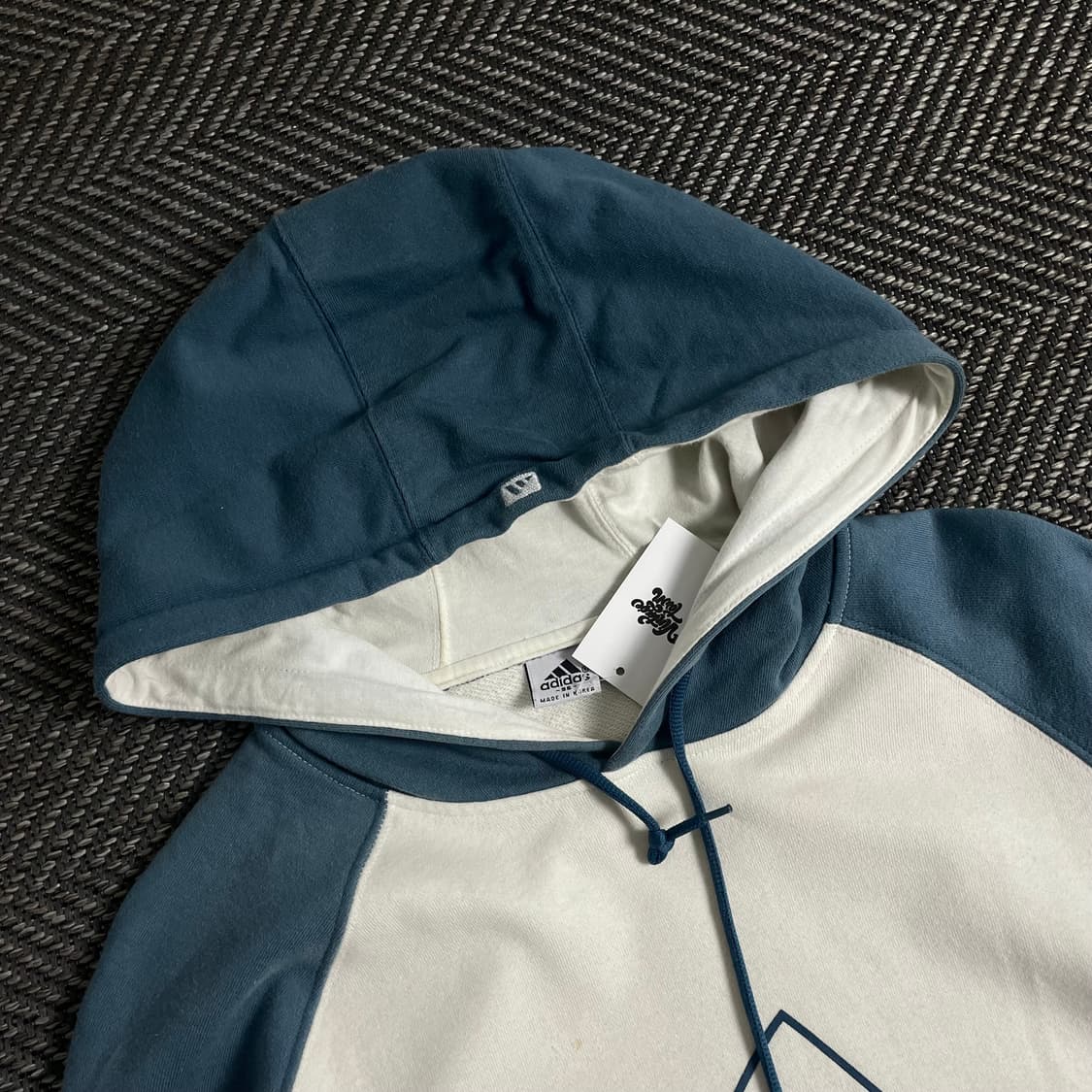 00s 아디다스 빅로고 배색 후드 티셔츠o 3703 상품이미지5