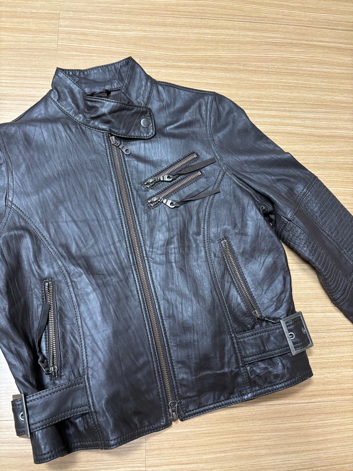 딥브라운 라이더 디테일 레더자켓 상품이미지5