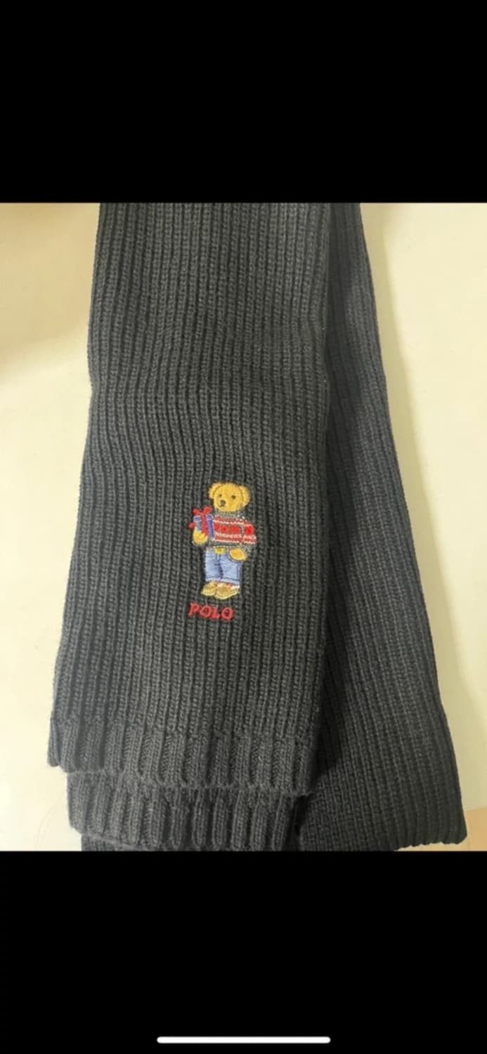 폴로랄프로렌 폴로베어 자수 니트 목도리 블랙 상품이미지1