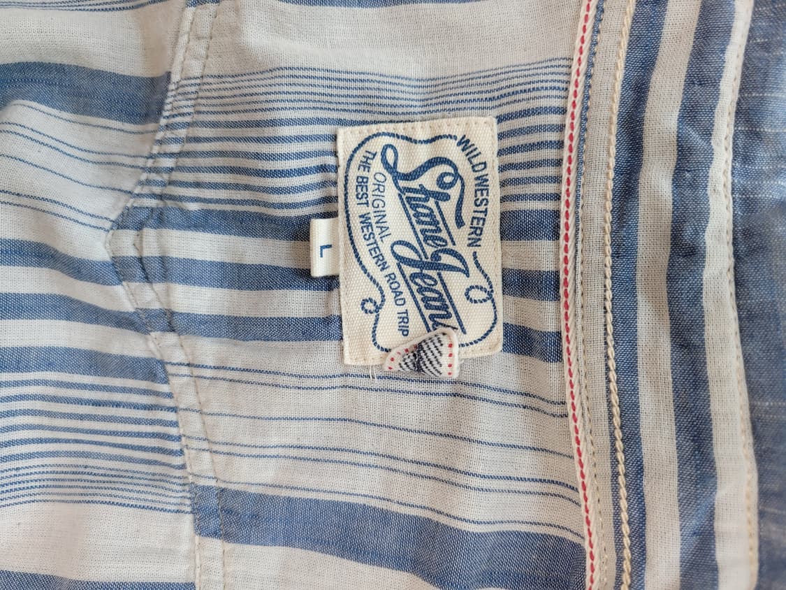 쉐인진 Shane 남자 샴브레이 웨스턴 셔츠 L 블루 상품이미지9