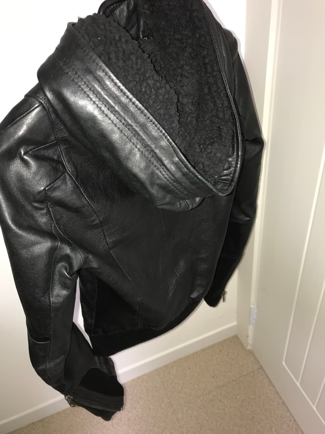 빈티지 후드 가죽 자켓 상품이미지3