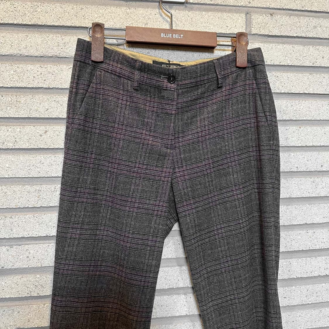 ETRO 에트로 마이크로 타탄체크 울 슬랙스 자카드 디테일 스트레이트핏 상품이미지3