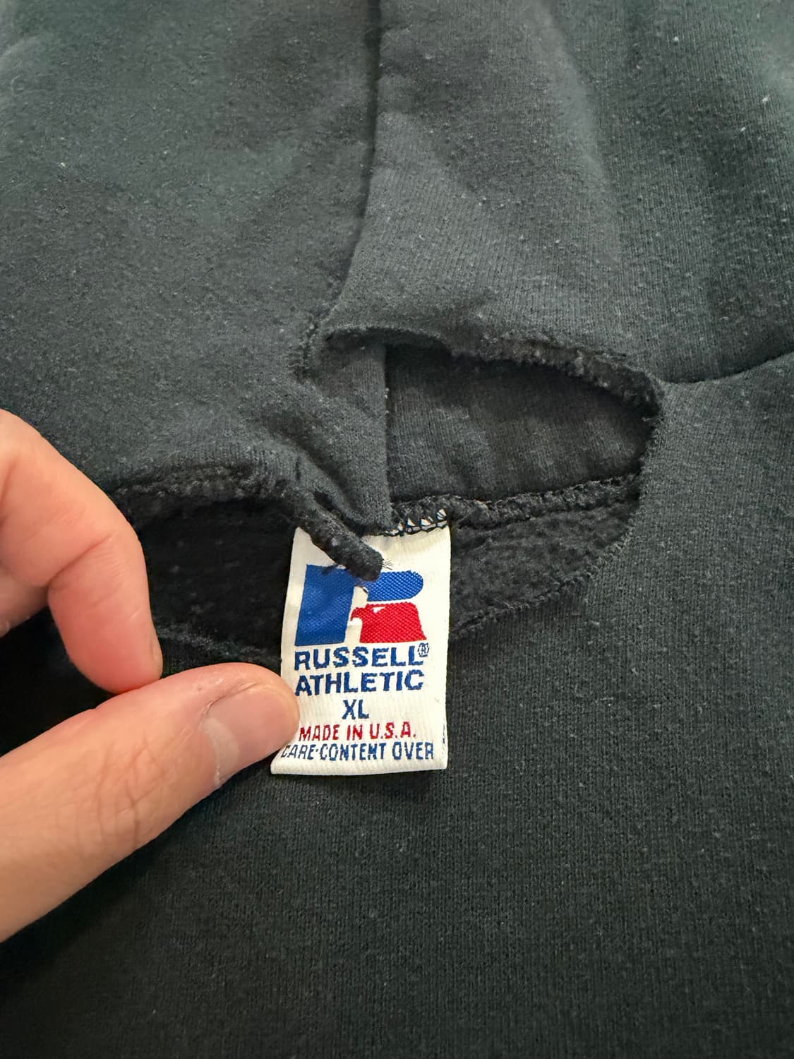 [XL] 90s 빈티지 러셀 후드 후디 블랙 russell USA 상품이미지2