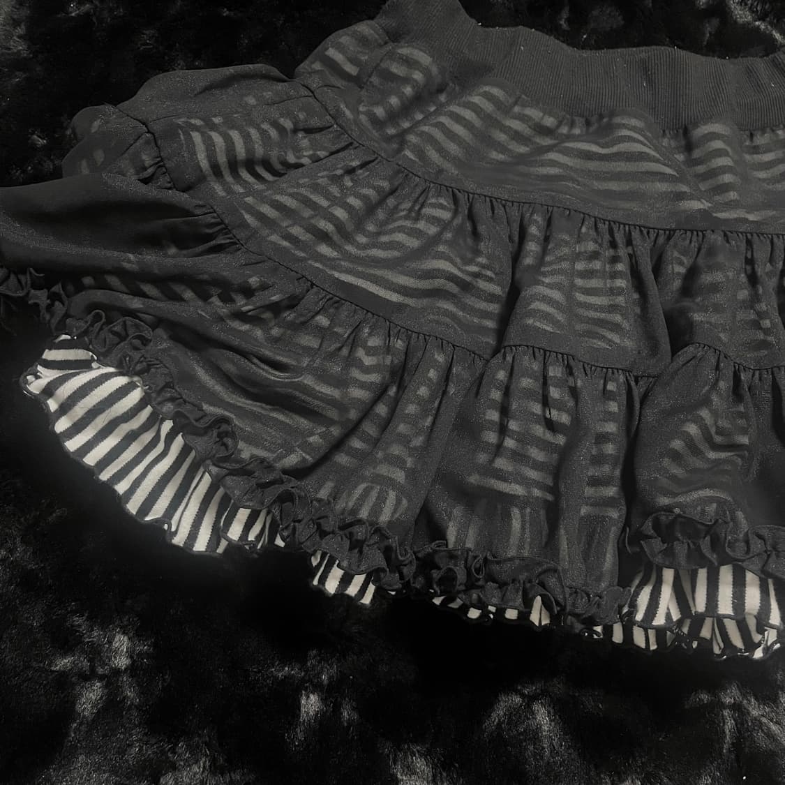 스트라이프 갸루 캉캉 스커트 펑크 줄무늬 상품이미지2