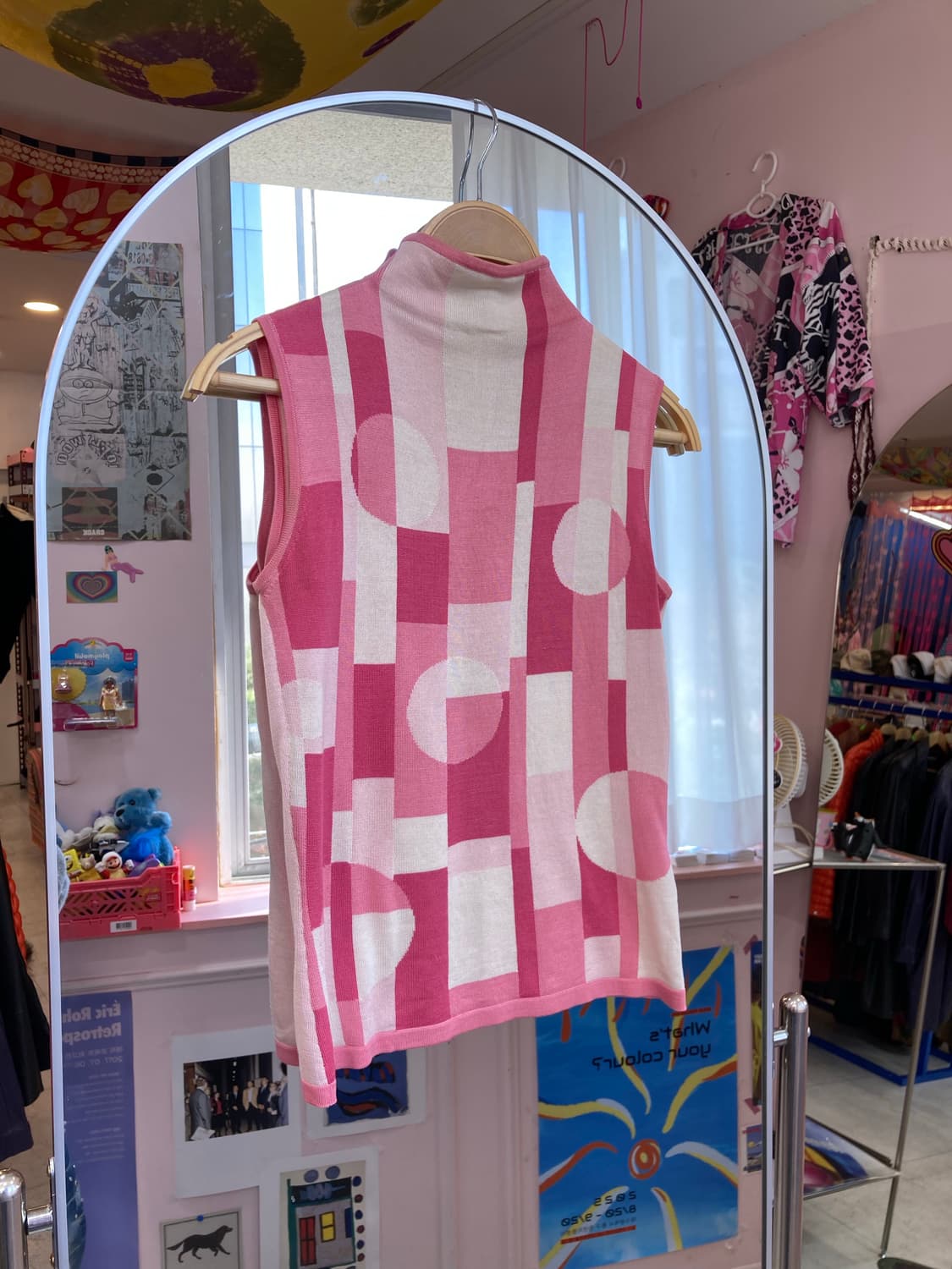 랑방 LANVIN 실크 100% 핑크 패턴 슬리브리스 탑 상품이미지1