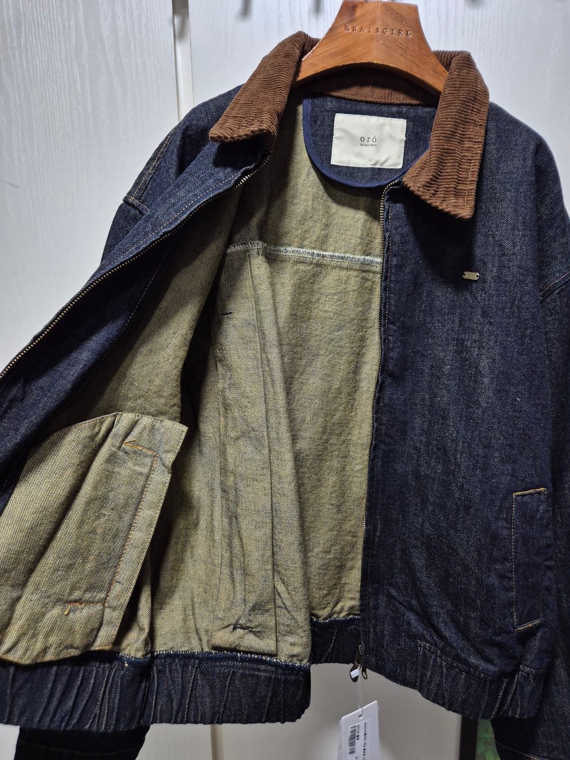 (새상품) 데님 블루종 자켓 코듀로이카라 상품이미지8