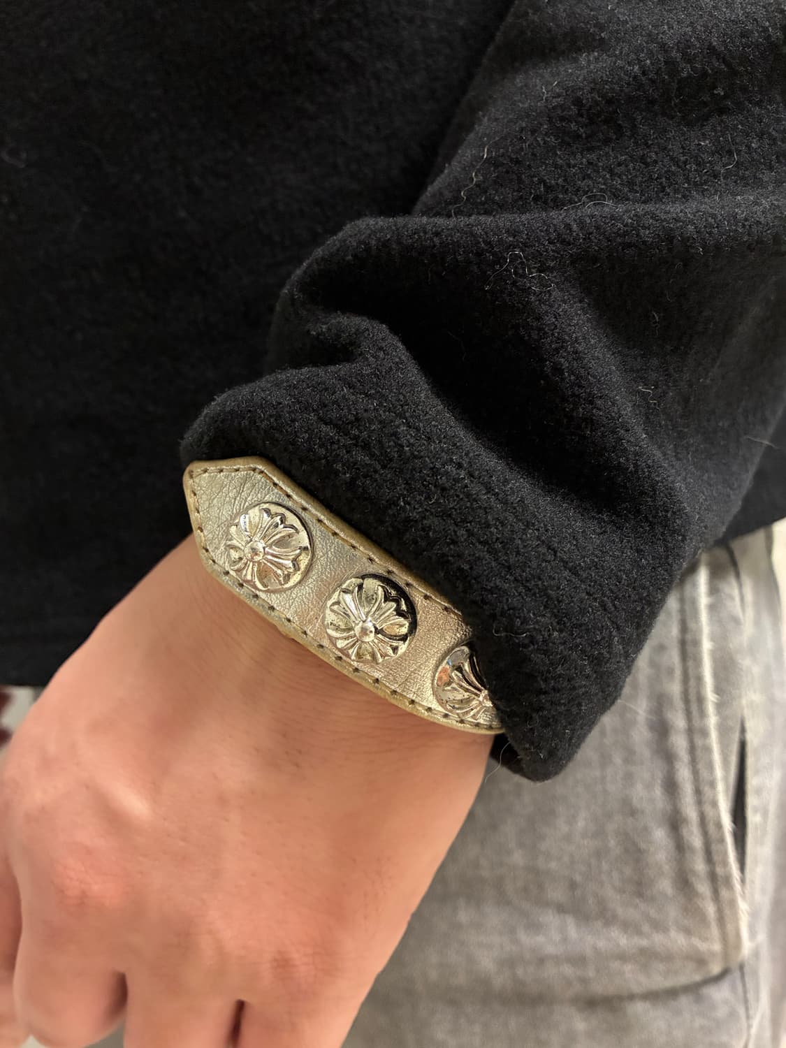 크롬하츠 실버 레더 팔찌 상품이미지4