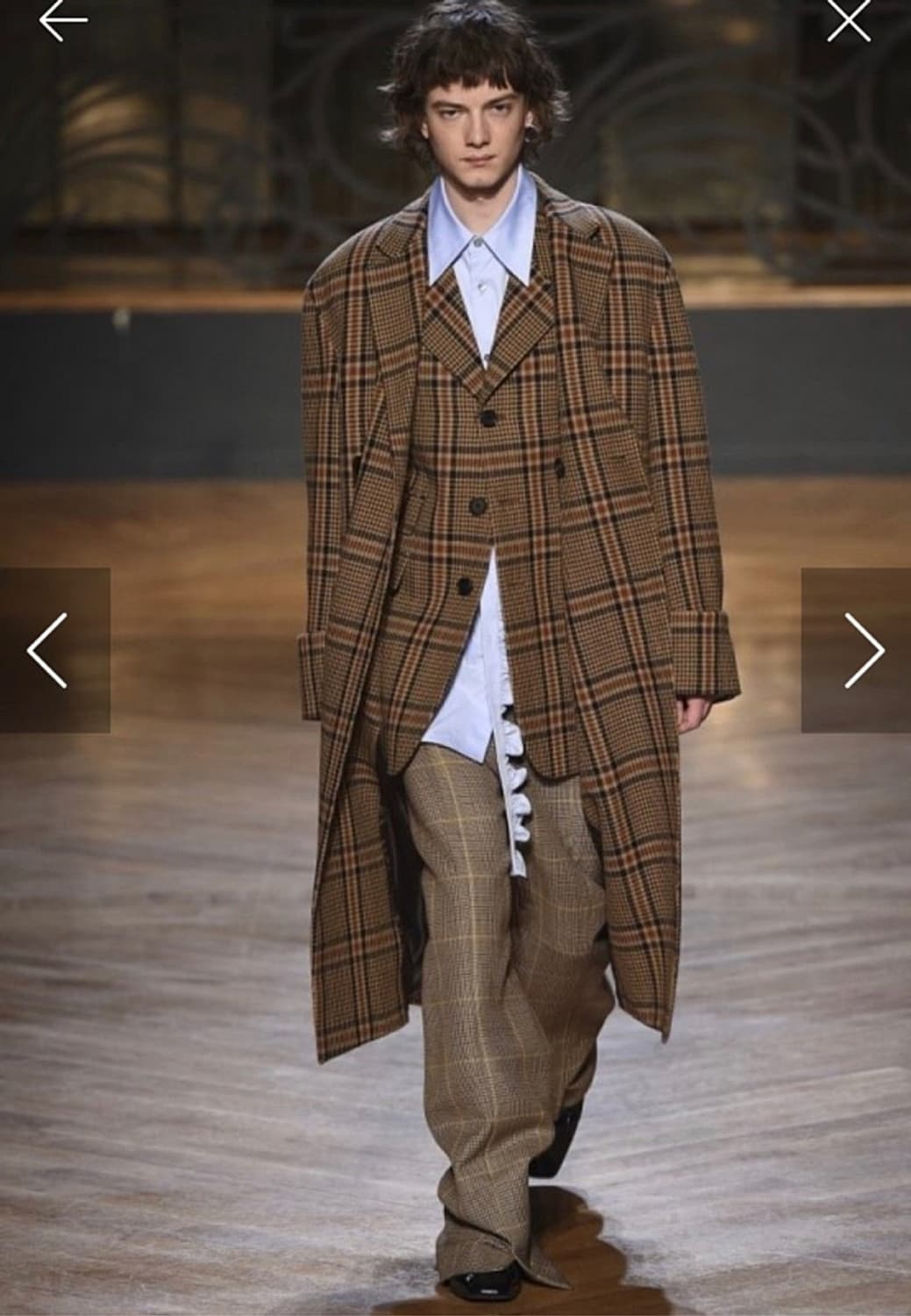 마마가리 앤틱 체크 더블 브레스트 코트 상품이미지10