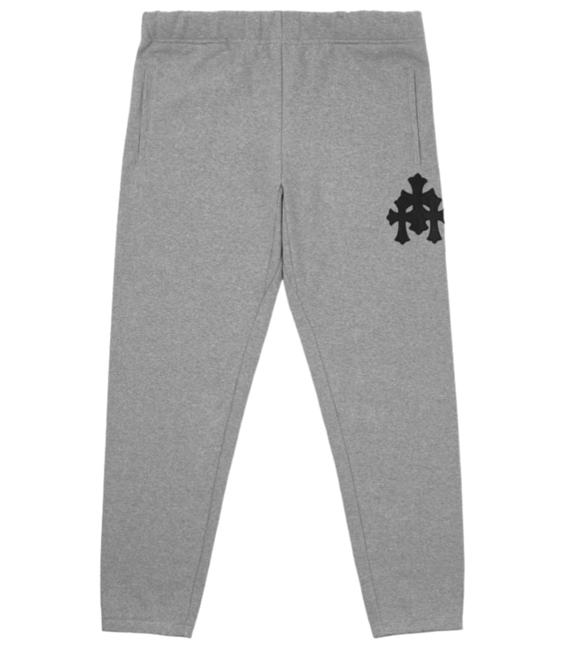 [L] 크롬하츠 트리플 크로스 레더 패치 페이퍼잼 스웨트팬츠 헤더 그레이 상품이미지1