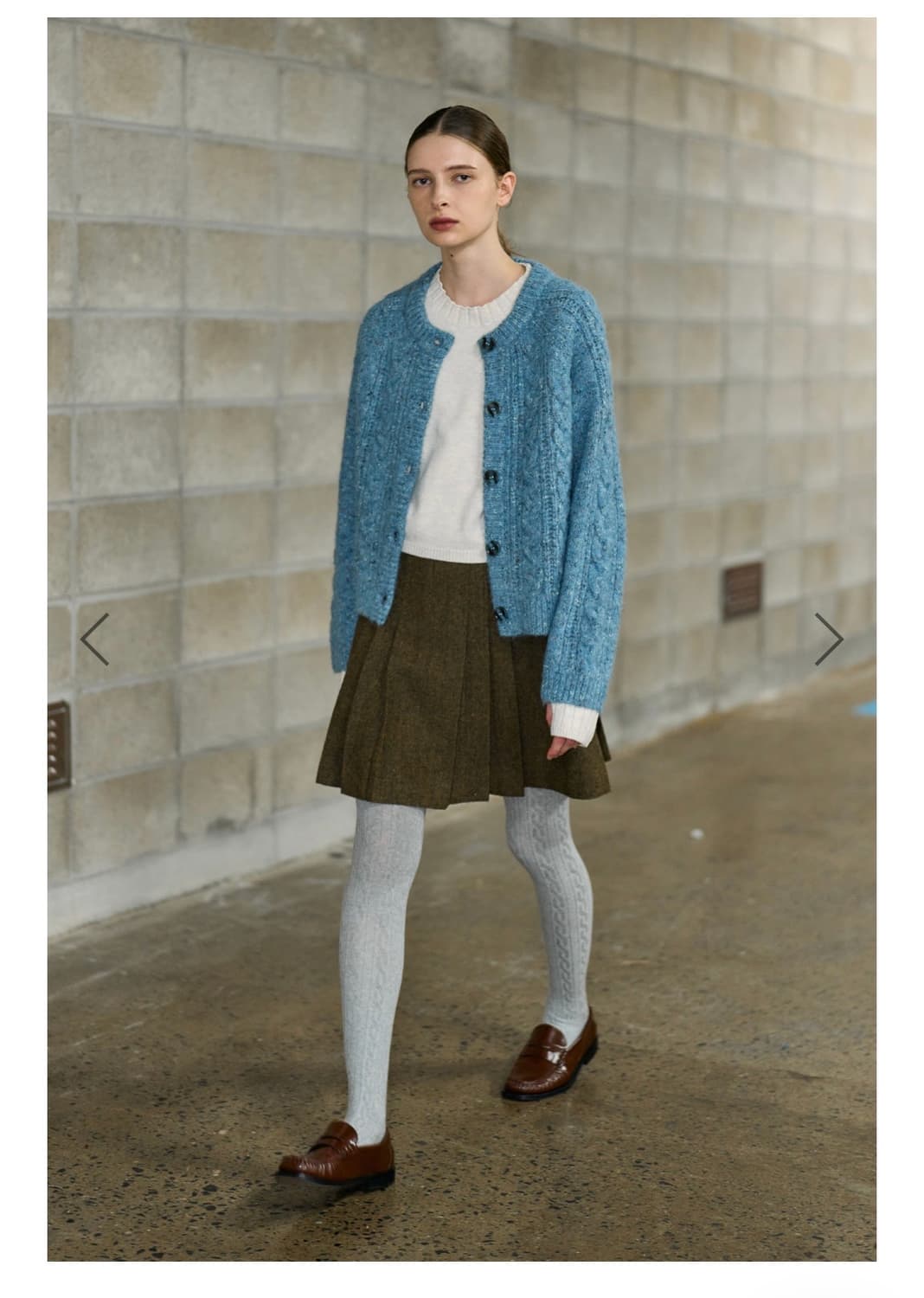 제너럴아이디어 WOMAN 울 더스트 케이블 가디건 블루 상품이미지3