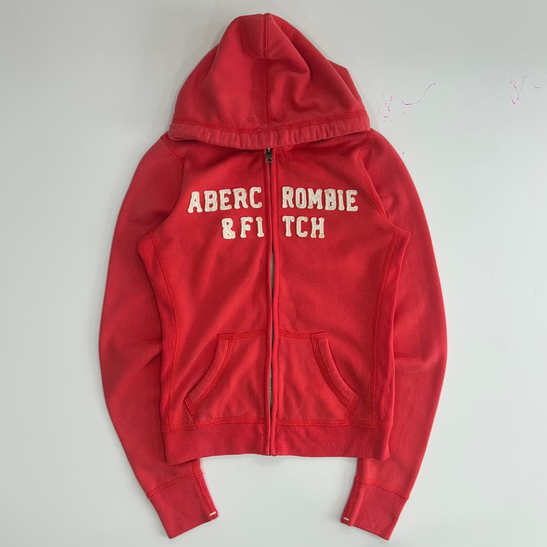 Abercrombie 아베크롬비 스펠아웃로고 레드 후드집업 상품이미지3