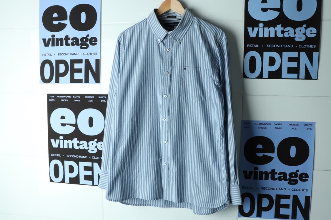 (L-XL) 타미힐피거 셔츠 남방 블루 스트라이프 아메카지-H32713 상품이미지2