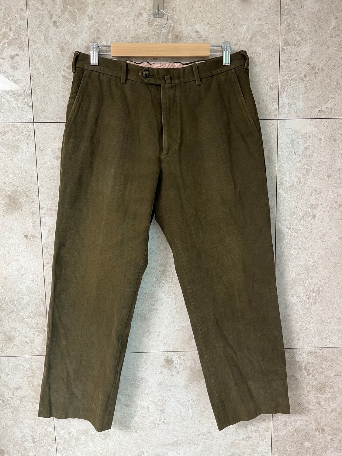 로로피아나 올리브 그린 코튼 팬츠 50 정품 상품이미지1
