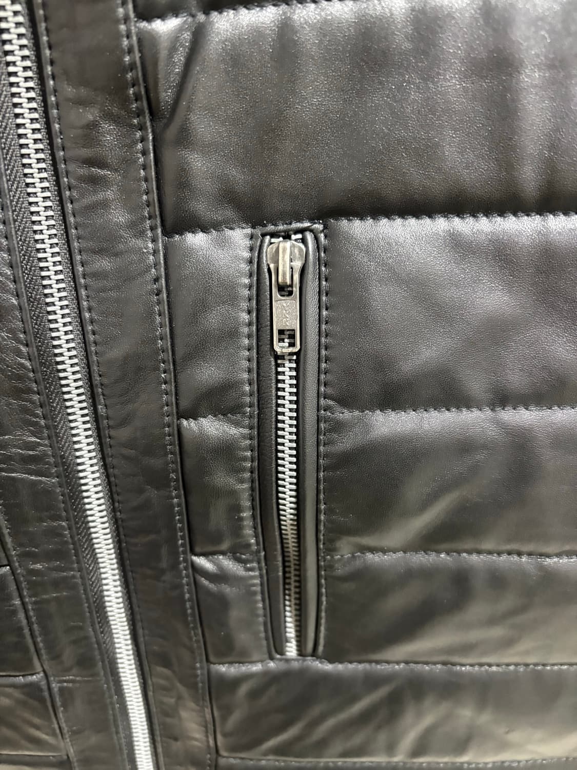 바이커 레더 숏 패딩자켓 블랙 m 상품이미지2