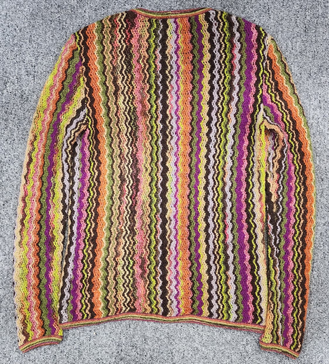 미쏘니 멀티컬러 지그재그패턴 빈티지 니트 가디건 40 상품이미지2