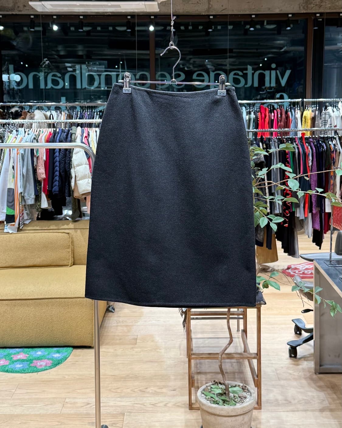 폴로 랄프로렌 퍼플라벨 차콜 레인울 미디스커트 상품이미지1